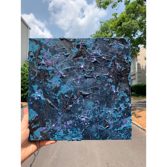 Original Abstract Blue and Black Painting | Unique Abstract Blue Wall Décor - Picture 4 of 9